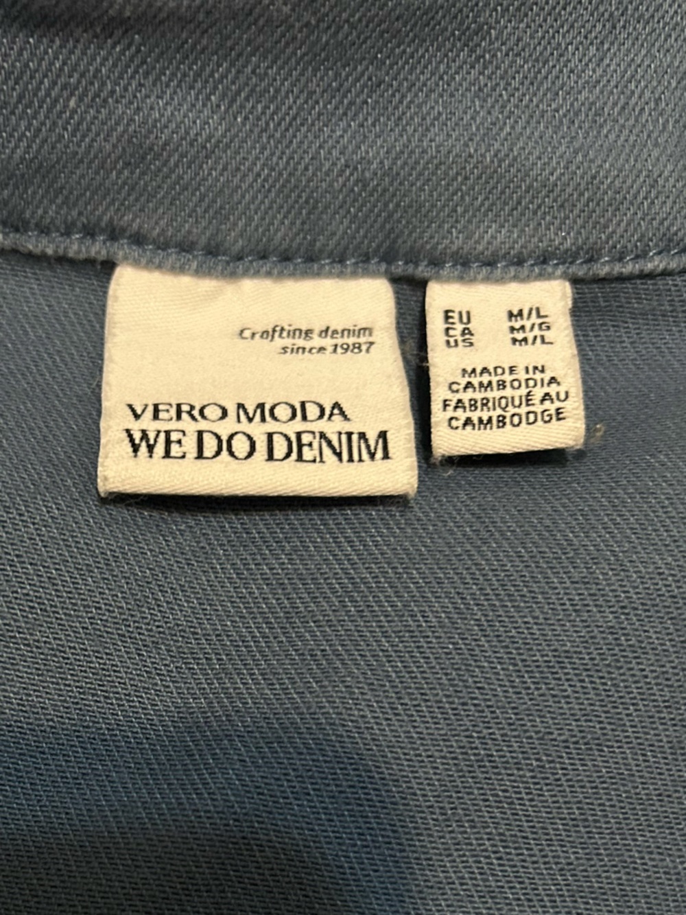 Vero Moda Puff Sleeve Button-Front Denim Blue Mini Dress Size M/L - Picture 2 of 11